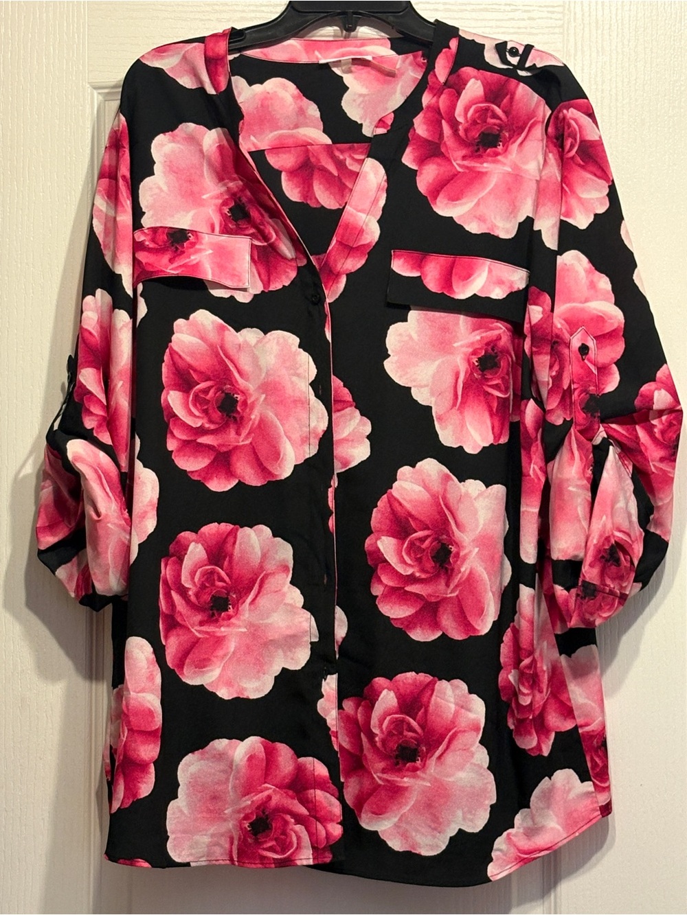 Calvin Klein Black Tunic with Pink Floral Print